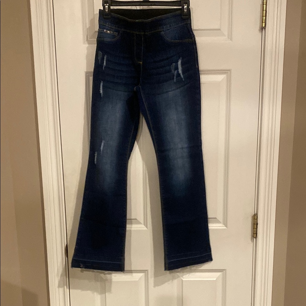 Coco + Carmen Blue Flare Wide Leg Jeans